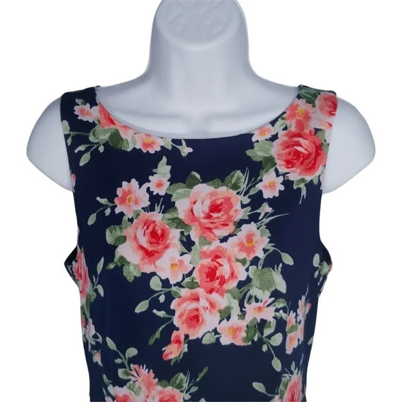 Monteau Floral  Dress Dark Blue M - Picture 2 of 8